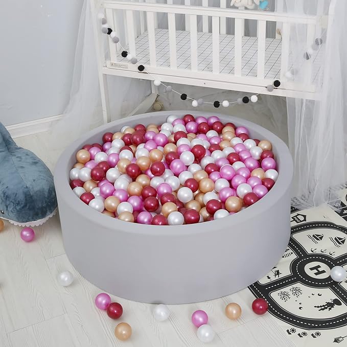 GOGOSO Plastic Balls Play Pit Balls for Baby Kid Ball Play Pit Play Yard, Baby Fance, Playpen, Playtent with 4 Colors,2.17inches, Pearl Pink+Brown+Pearl Red+White