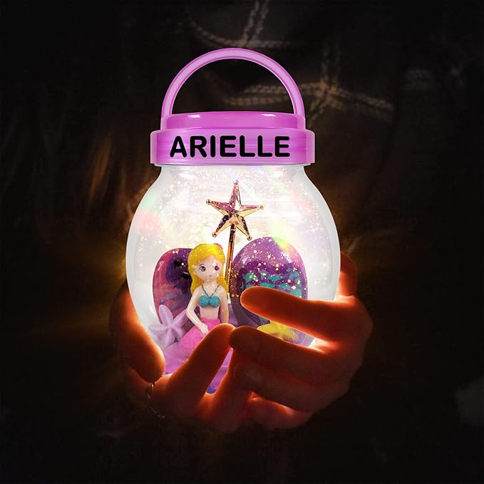 Light Up Mermaid Night Light Arts and Crafts for Kids, Mermaid Gifts for Girls Ages 3 4 5 6 7 8 Years Old, DIY Kids Crafts Terrarium Kit, Mermaid Toy Girls Crafts, Stocking Stuffers for Kids