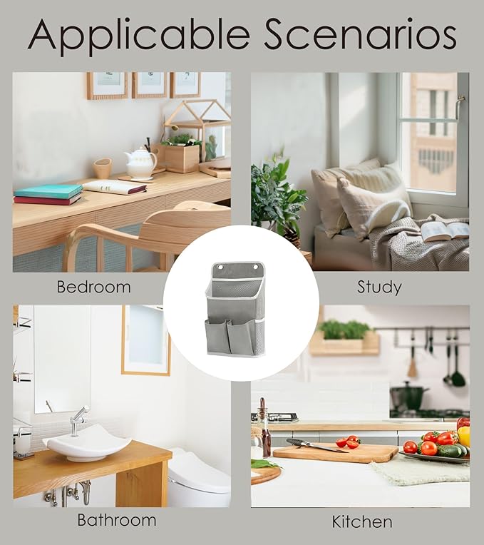 Hanging Basket for Organizing, Wall Organizer with Pockets and Over The Door Organizer，Can for Home, Closet, Office and Camper (2 Grey)