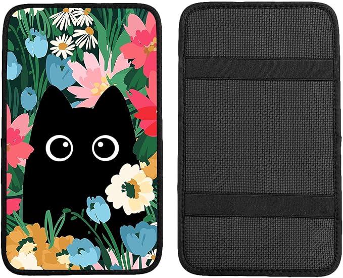 Adastrah Black Cat 2 Auto Center Console Cover,Universal Fit for Most Vehicle SUV Truck Accessories Decor