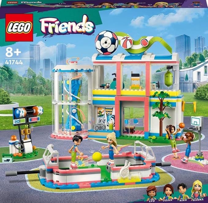 LEGO Friends Sports Center with Football, Basketball, Tennis and Climbing Wall, 4 Mini Dolls, Gifts and Toys by Heartlake City 41744