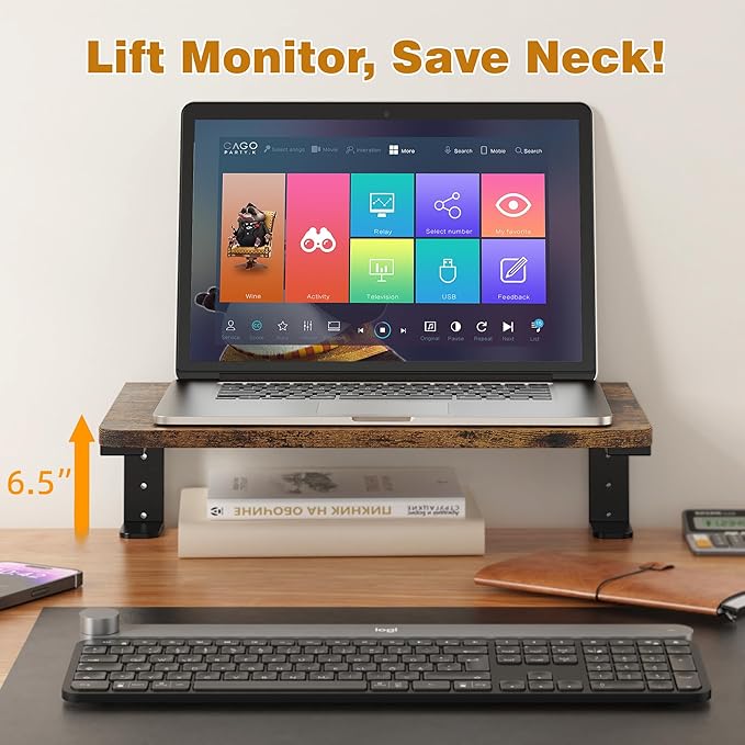 Desk Extender, 15-inch Clamp-On Desk Shelf, Height-Adjustable Desktop Shelf Organizer for Monitors Office and Gaming Accessories, Arm Support Table Extension, 44lbs Heavy Duty, Darkbrown