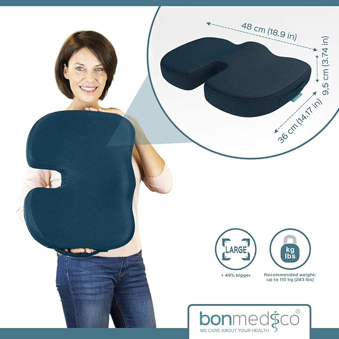 Seat Cushion for Office Chair – Memory Foam Chair Cushion for Tailbone Pain & Sciatica Relief – Ergonomic Office Seat Cushion for Back Pain – Desk Chair Pillow for Sitting Comfort & Pressure Relief