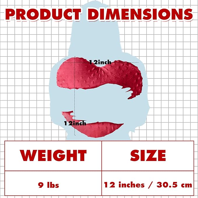 9 lb Sensory Weighted Pillow with Glass Bead Filled Heavy Soft Versatile Hug Body Pillow W/stress Relief for Adults Comfort Relaxation Sleep Valentine's Thoughtful Gift Hear(Red)