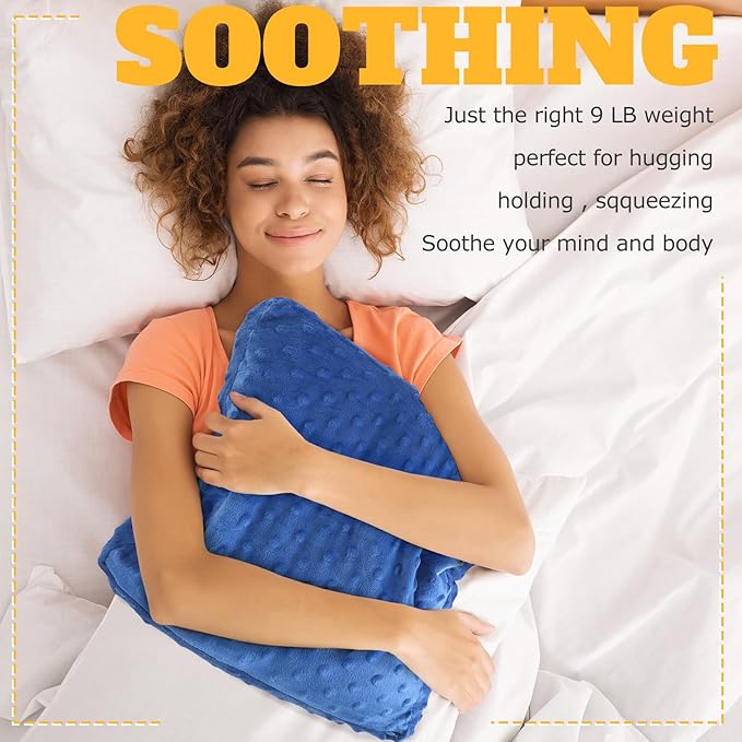 1 Pcs 6 lb Sensory Weighted Hug Pillow with Glass Bead Filled, Cozy Soft Weighted Pillow for Adults Men Women Soothe Hugging Relax, 12 x 12 Inch(Blue)