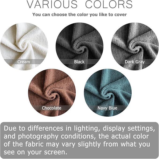 URBANLIFE Stretch Couch Cushion Covers Set of 3 – Replacement Individual Sofa Seat and Back Cushion Slipcovers with Full Elastic Hem, Soft Textured Fabric, Fits 27"x38", Machine Washable (Cream)