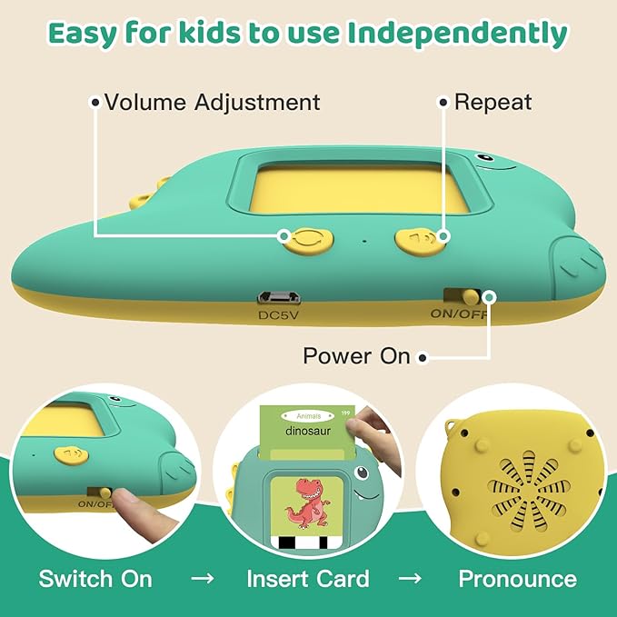 Talking Flash Cards, Montessori Learning Toy for Toddler, Autism Sensory Product Speech Therapy Toys, Preschool Kindergarten Educational Toy Sight Words Phonics for 2 3 4 Year Old Boys Girls