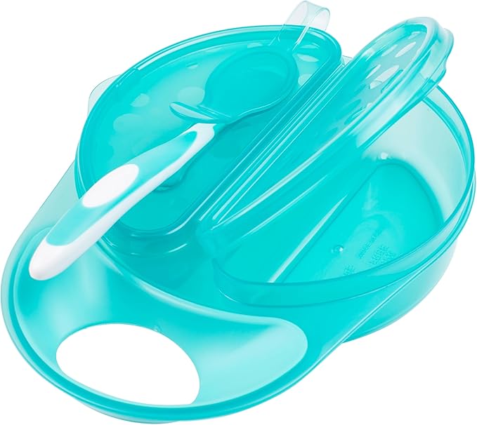 Dr. Brown's Travel Fresh Bowl and Snap-in Spoon, Divided Bowl with Spoon for Toddler Feeding On the Go, BPA Free, 4m+