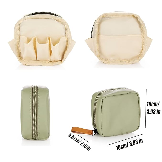 Hekyip Mini Cosmetic Bag, Travel Makeup Pouch, Portable Waterproof Cosmetic Pouch for Ladies Women, Mini(Mini Green)