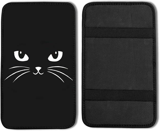 Black Cat Vehicle Center Console Armrest Cover Pad,Black Cat Car Accessories Soft Middle Console Cushion Pad,Auto Arm Rest Mat Decor Cats Gifts for Women Men Dad for Most Vehicle SUV Truck