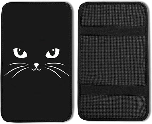 Black Cat Vehicle Center Console Armrest Cover Pad,Black Cat Car Accessories Soft Middle Console Cushion Pad,Auto Arm Rest Mat Decor Cats Gifts for Women Men Dad for Most Vehicle SUV Truck