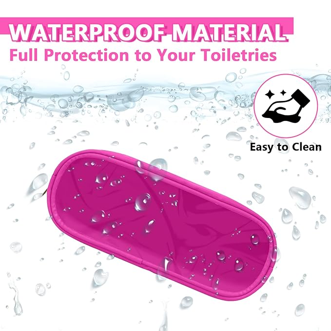 UIXIZQ Clear Small Pencil Pouch Makeup Bag for Purse,Nylon&PVC Pencil Case Waterproof Makeup Brush Holder with Zipper,Preppy Transparent Pen Bag Travel Cosmetic Bag for Women Office(Slim-Hot Pink)