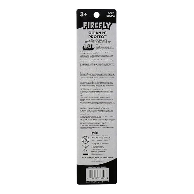 FIREFLY Clean N' Protect, L.O.L. Surprise! Toothbrush with hygienic Character Cover, Soft Bristles, Anti-Slip Grip Handle, Battery Included, Ages 3+, 1 Count