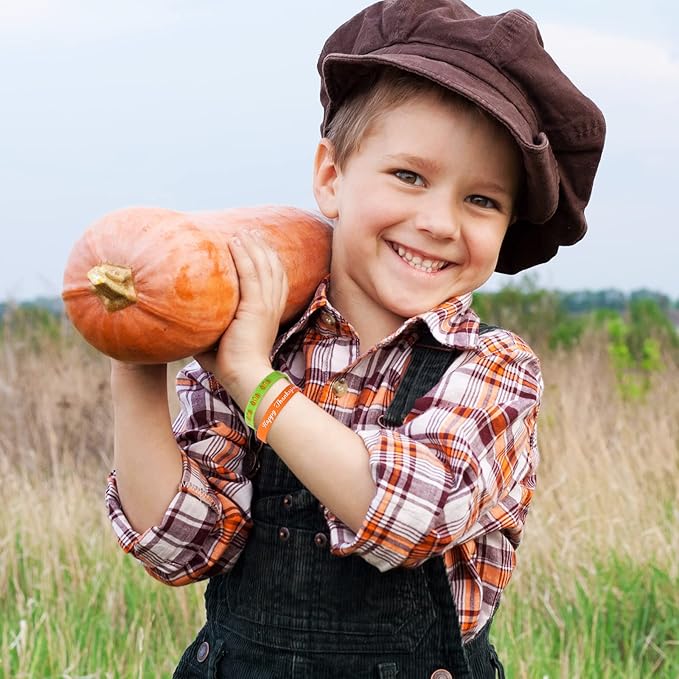 AnyDesign 35Pcs Thanksgiving Fall Rubber Bracelet Party Favors Colorful Waterproof Silicone Wristband Autumn Pattern Silicone Bracelets for Thanksgiving Fall Harvest Party Supplies Goodie Bag Filler