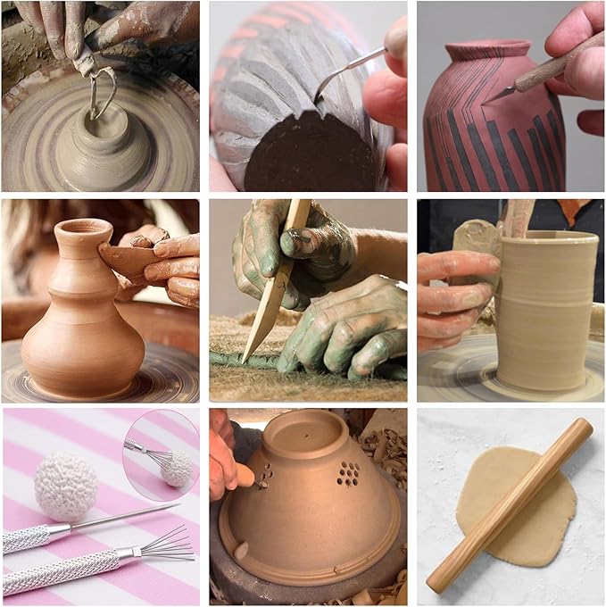 Pottery Tools, 44PCS Ceramic Clay Sculpting Tools Set with Plastic Case, for Beginners and Professional Art Crafts, by Augernis
