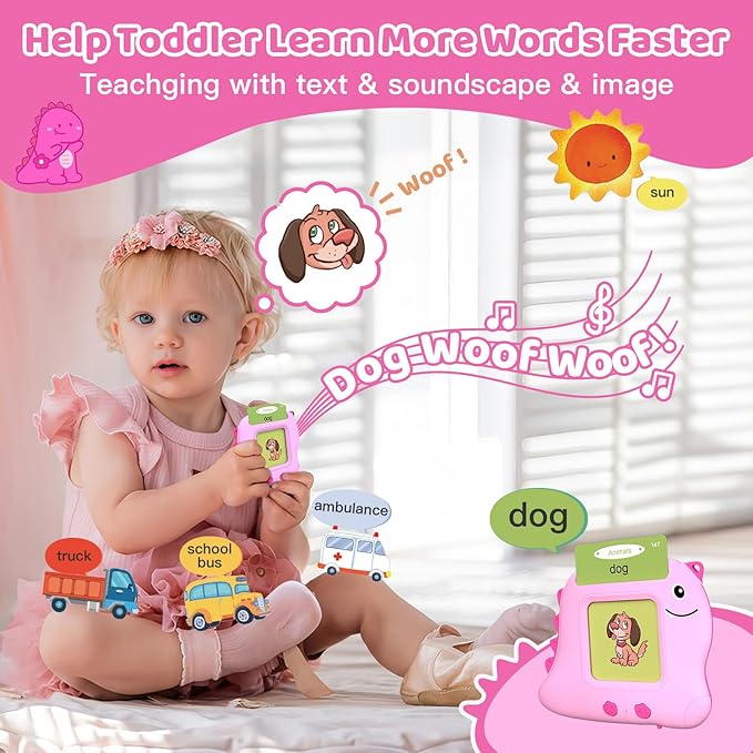 Talking Flash Cards, Montessori Learning Toy for Toddler, Autism Sensory Product Speech Therapy Toys, Preschool Kindergarten Educational Toy Sight Words Phonics for 2 3 4 Year Old Boys Girls