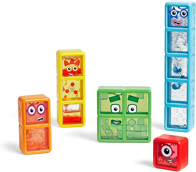 hand2mind Numberblocks One to Five Sensory Bottles, Number Toys, Toddler Counting Toys, Math Fidget Toys for Classroom, Calming Toys for Kids, Calm Down Corner Supplies, Social Emotional Learning