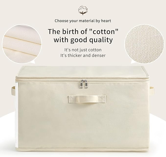 6-Pack Large Canvas Comforter Storage Bags Closet Organizer for Clothes Sweater Clothes Organizer with Dual Zipper Three Carrying Handles for Blanket Closet Storage Container