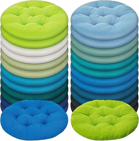 Tinideya 24 Pcs Round Floor Cushions Floor Pillows Meditation Seat Pillows Flexible Seating for Adults Kids, Chair Cushions for Classroom, Nursery, Living Room, Yoga(Medium 15.7 Inch,Blue-Green)