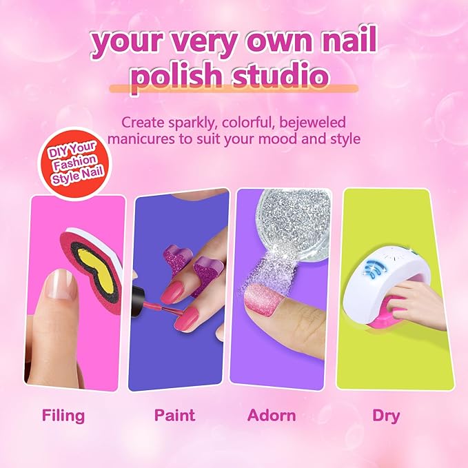 Kids Spa Kit for Girls, Foot Spa Day Kit for Girls, Girl Stuff for Manicures Pedicure, Nail Art Salon Kit Christmas Birthday Gift for 6 7 8 9 10-12 Years Old