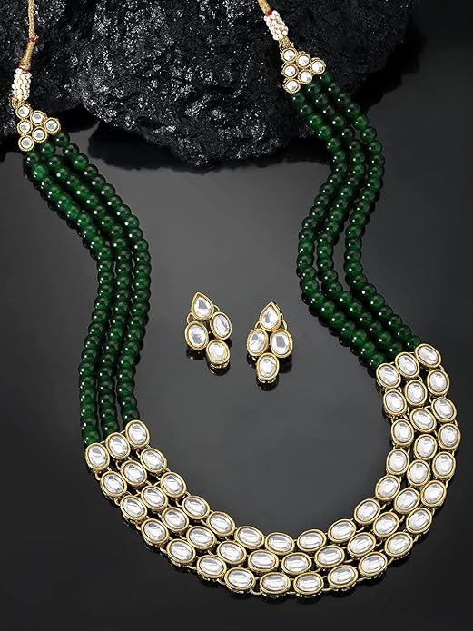 Aheli Indian Traditional Faux Kundan Long Necklace Jewelry Set with Earrings Gift for Women
