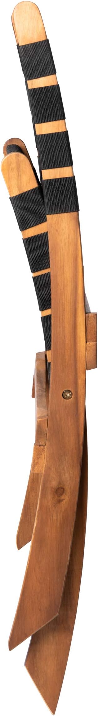 Balkene Home 62774 Sava Indoor Outdoor Folding Chair Low Slung Portable Seating Solid Acacia Wood Woven Seat & Back Indoors Porch Lawn Garden Fishing Sporting - Black Webbing