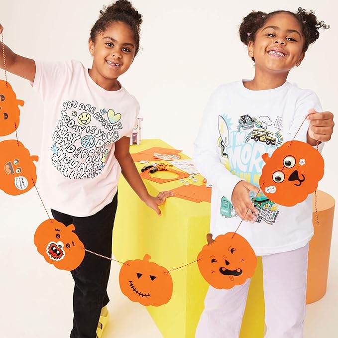 Highlights for Children Halloween Craft Kit for Kids Ages 3+ Build and Color Spooky Haunted House, DIY Googly Eye Pumpkin Garland, Colorful Stickers and More