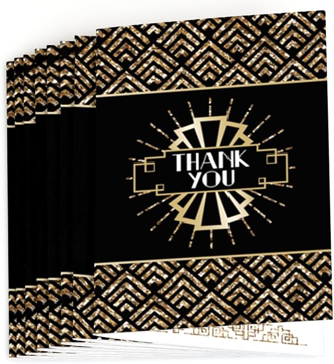 Big Dot of Happiness Roaring 20's - 1920s Art Deco Jazz Party Thank You Cards (8 count)
