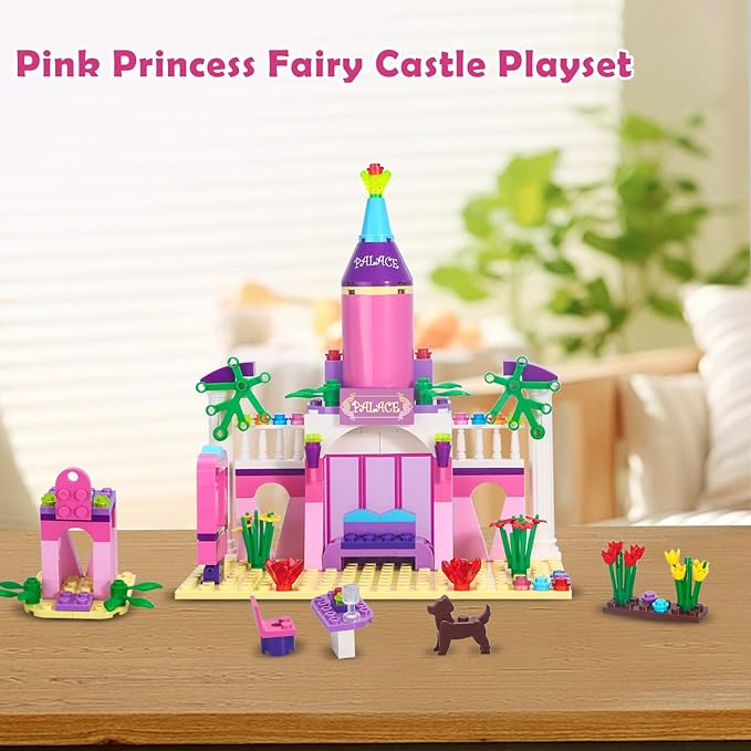 BRICK STORY Girls Princess Palace Building Blocks Toys 178 Pieces Pink Fairy Castle Building Set Girls Friends Construction Toy Playset Great Small Gift for Kids Age 6 7 8 9 10 and up