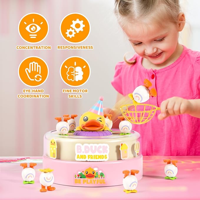 B.Duck Games for Kids Age 4-6, Catch and Bounce Duck Board Games for Kids 3-5,Family Toddlers Games Birthday Gifts for 5-7 Girls, Christmas Birthday Gifts for Toddlers 4-8