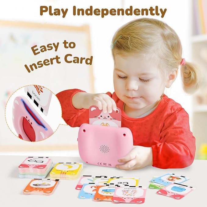 Talking Flash Cards for Toddlers 1-5 Clear Voice & Thick Cards & Easy to Slide in and Out, Independent Play & Speech Development Toys, 20 Topics Including Numbers & Letters & Songs