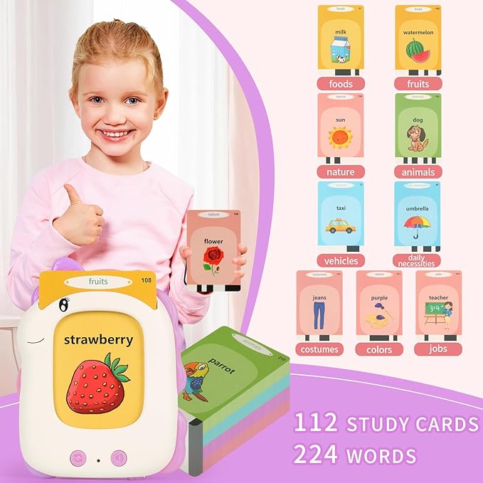 Talking Flash Card, Learning Toys for Ages 2-5, Montessori Learning Educational Sensory Toys, Kids Gift for Boys Girls Birthday Preschool Activity,224 Sight Words (Purple, Small)