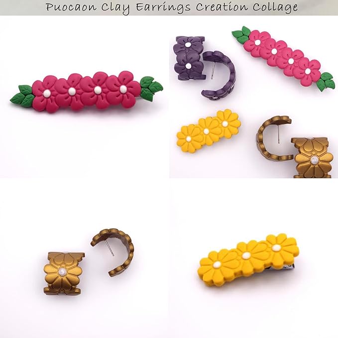Puocaon Barrette Hair Clip Shape Cutters - 6 Pcs Daisy Flower Cutters for Polymer Jewelry Making and Barrettes