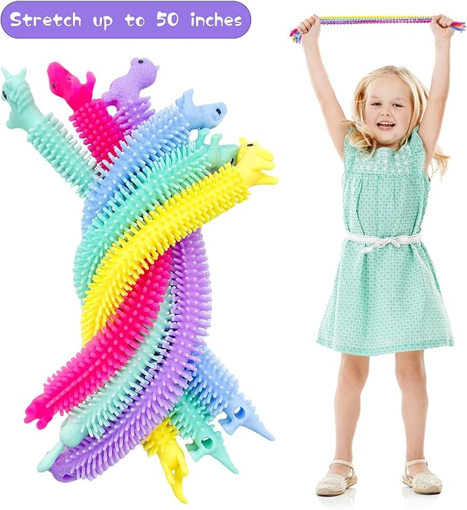 30 PCS Stretchy Fidget Toy,Sensory Fidget Worm Stretch Toys,Muticolor Stretchy Strings Toy for Stress Relief, Valentine's Day Easter Day Gift,Kids or Adults,Boys,Girls,Calming Party Favors