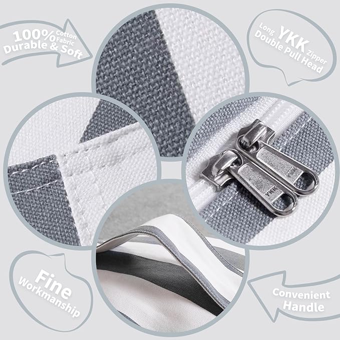 WEKAPO Stuffed Animal Storage Bean Bag Chair Cover for Kids | Stuffable Zipper Beanbag for Organizing Children Plush Toys Large Premium Cotton Canvas (Gray, X-Large)