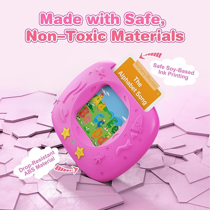 Toddlers Talking Flash Cards with American Accent & 144 Sight Words, Speech Therapy Toys for 3 4 5 6 Years Old Boys and Girls (Pink)