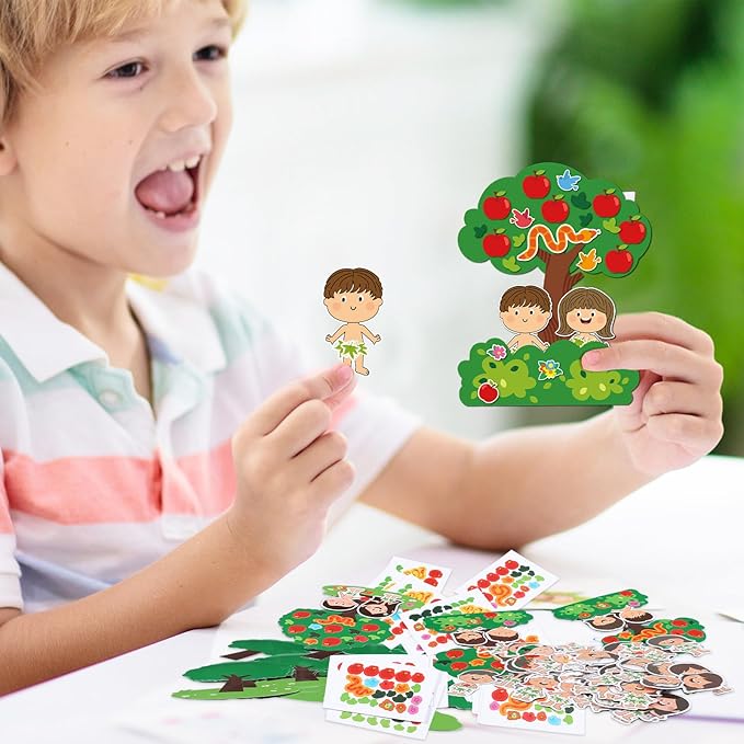 30 Sets Adam and Eve Bible Craft for Kids DIY Religious Christian Crafts Make Your Own Bible Crafts for Toddler Preschooler Christian Sunday School Classroom Church Religious Party Favor