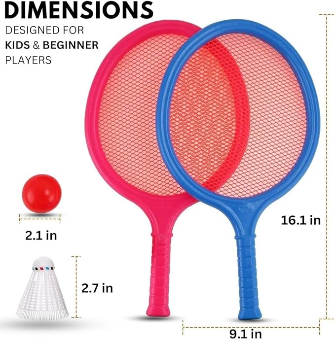 Badminton Racket Set for Kids, Toddlers with 2 Paddles, Ball and Birdie - Junior Kindergarten Student Outdoor Sports Tennis Racquet Play Game Beach Toys