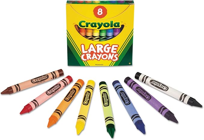 Crayola 520080 Large Crayons, Tuck Box, 8 Colors/Box