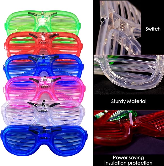 70 Packs LED Glasses 5 Neon Colors glow in the dark party supplies Favor for Kids Adult Glow sticks Light Up Glasses fit Holiday Birthday Valentine's Day and Halloween Party Supplies Cosplay Christmas
