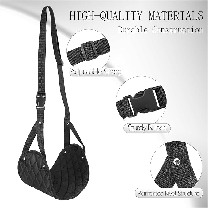 Premium 2-Pack Airplane Foot Hammock with 2 Eye Masks & 2 Earplugs Set - Adjustable Length Foot Rest for Comfortable Plane Travel, Portable Under Desk Flight Foot Leg Sling - Black & Blue