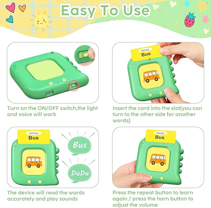 Talking Flash Cards,Kids Toddler Flash Cards with 240 Sight Words,Montessori Toys,Autism Sensory Toys,Speech Therapy Toys,Learning Educational Toys Gifts for Age 1 2 3 4 5 Years Old Boys and Girls