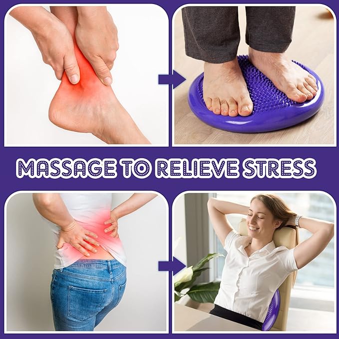 Jerify 4 Pcs Wiggle Seat Flexible Inflated Wobble Cushion Stability Balance Pad Balance Disc Sensory Seat for Men Women Fitness Physical Exercise Improving Posture Home Office