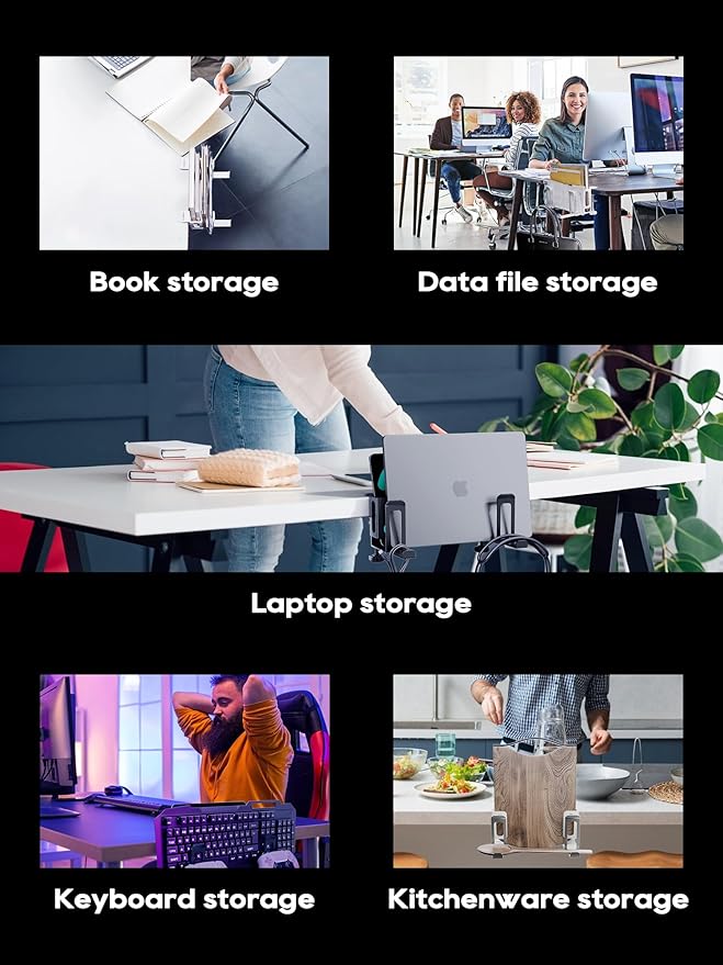 NODOCA 2-Slot Laptop Storage for Desk, Vertical Laptop Stand for Desk, MacBook Vertical Stand, with Headphone Holder, Desk Side Storage for MacBook/Surface/Samsung/HP/Dell[L, White]