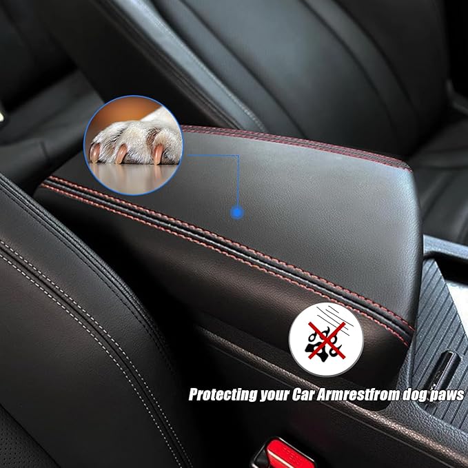 XYHGM Car Center Console Armrest Cover for Kia Optima 2011 2012 2013 2014 2015 Leather Anti-Scratch Central Arm Rest Box Lid Seat Cover Protector Cushion Saver interior Accessories(Carbon Fibre+Black)