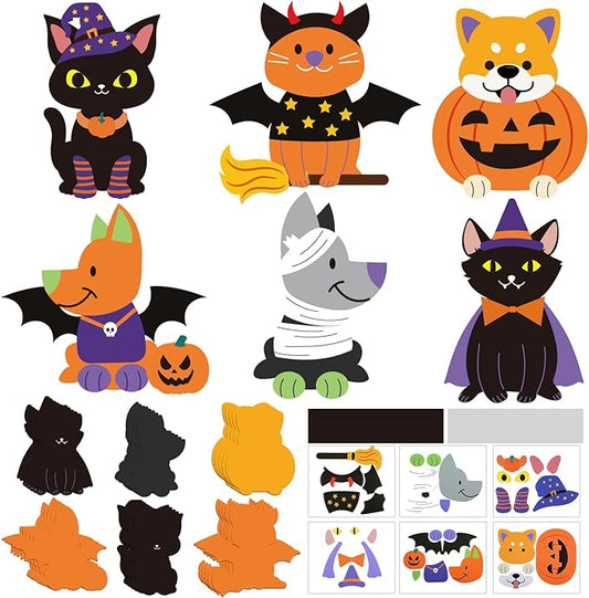 30 Sets Halloween Craft Kit for Kids DIY Halloween Pets Magnet Craft Make Your Own Pets Craft for Kindergarten Preschool Halloween Fun Classroom Home Activity Party Supplies