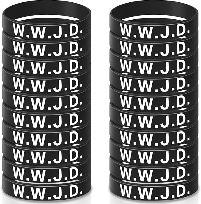 Jadive 20 Pcs WWJD Rubber Bracelets What Would Jesus Do Silicone Wristbands for Women Men Jesus WWJD Inspirational Bracelet Motivational Bracelet Religious Christian Party Favors Gifts