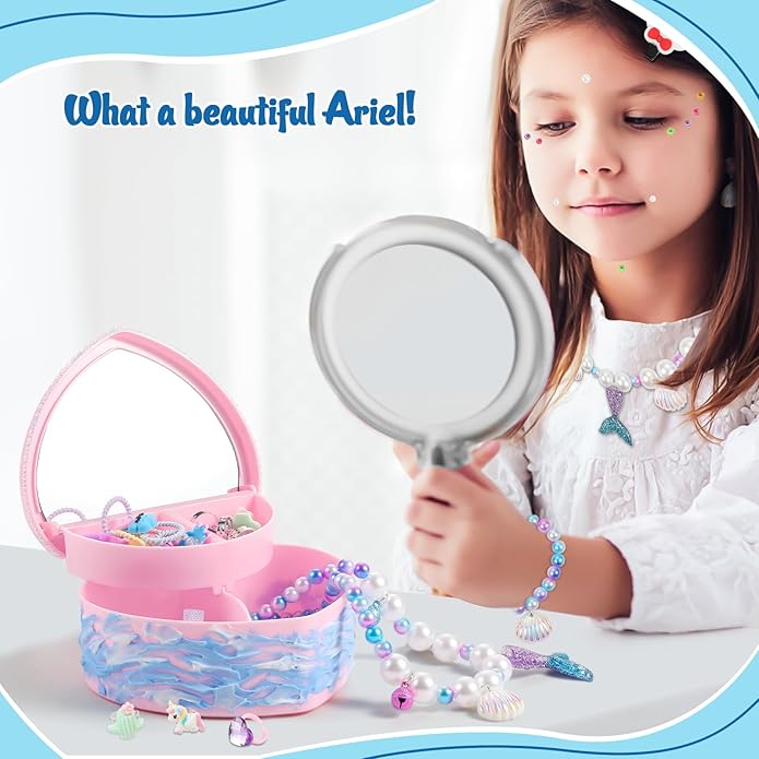 Children's Jewelry Box DIY with Cream Glue Decorate Your Princess' Jewelry Organiser- Gifts Idea for Girls for Valentines, Birthday, Arts and Crafts for Kids