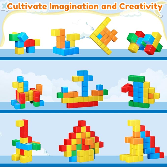 Magnetic Blocks for Toddlers Toys,1.42 Inch Building Blocks Toys for 3 4 5 6 7 8+Years Old Boys Girls, Magnetic Cubes for Kids STEM Montessori Toys Educational Sensory Magnet Toys for Kids Age 1-3 3-5