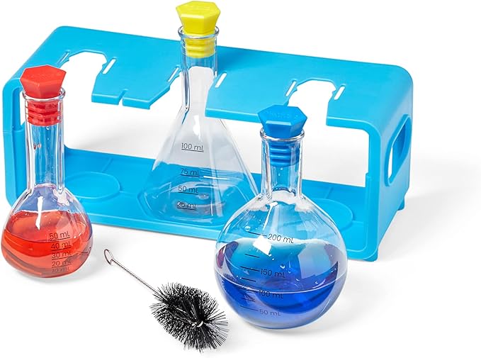 hand2mind Starter Science Measuring Flask Set, Plastic Beakers for Kids, Science Lab Equipment, Measuring Toys for Kids, Kids Chemistry Set, Educational Science Kits, Science Supplies for Classroom
